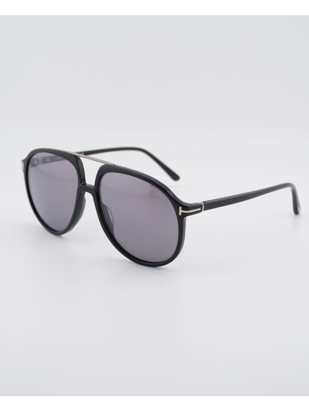 Tom Ford Archie FT1079 01C Sunglasses Shiny Black Aviator Frame, Smoke Lenses